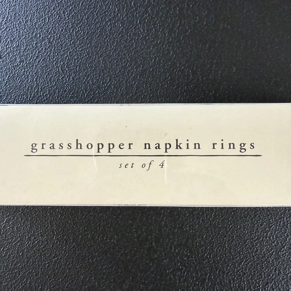 Pier 1 Imports Grasshopper Napkin Rings Set of 4 Green Insect Garden Table Decor